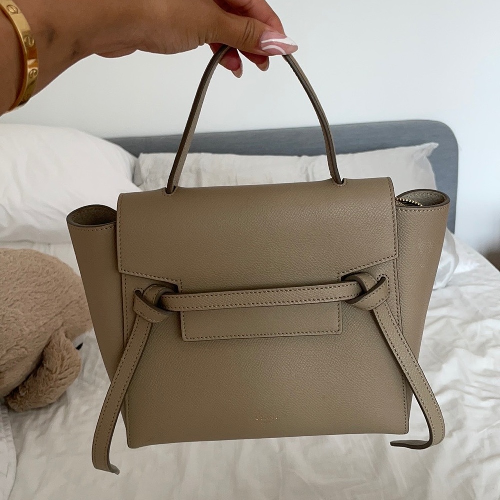 celine nano belt bag light taupe